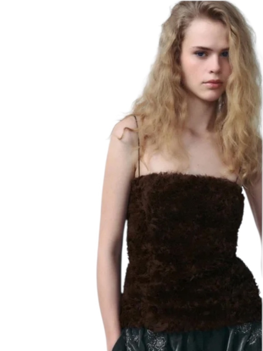 Zara Voluminous Mesh Top in Brown NWT